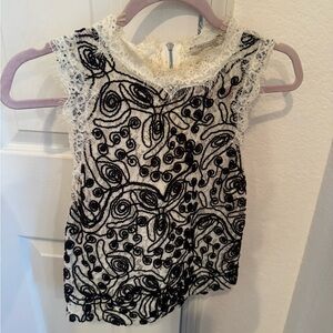 Zara Black and White Lace Blouse